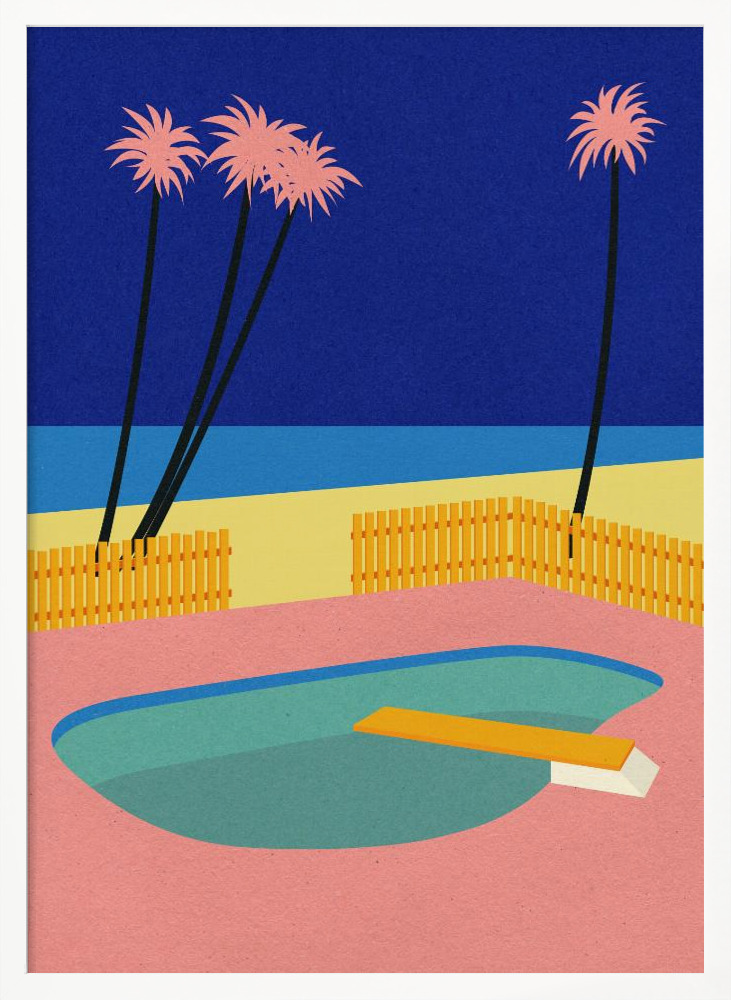 Poster - Malibu Beach white wood poster frame