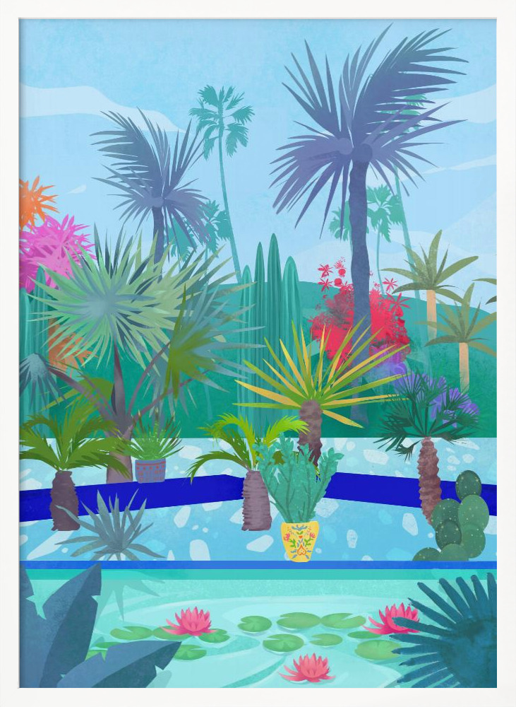 Plakat - Moroccan Garden white wood poster frame