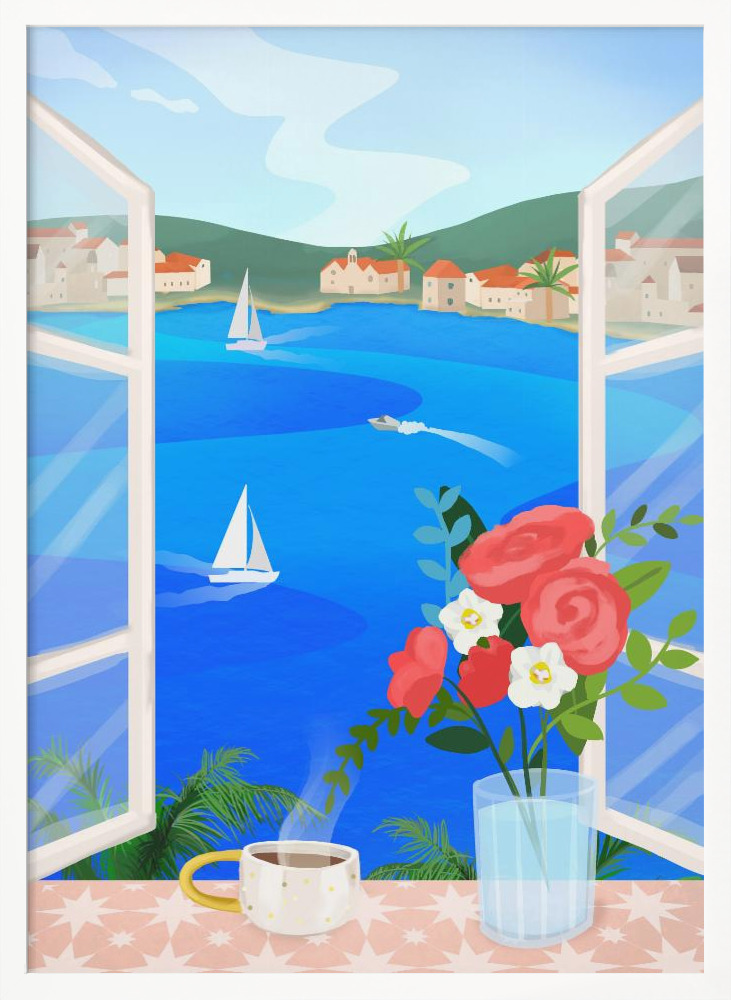 Plakat - Island View white wood poster frame