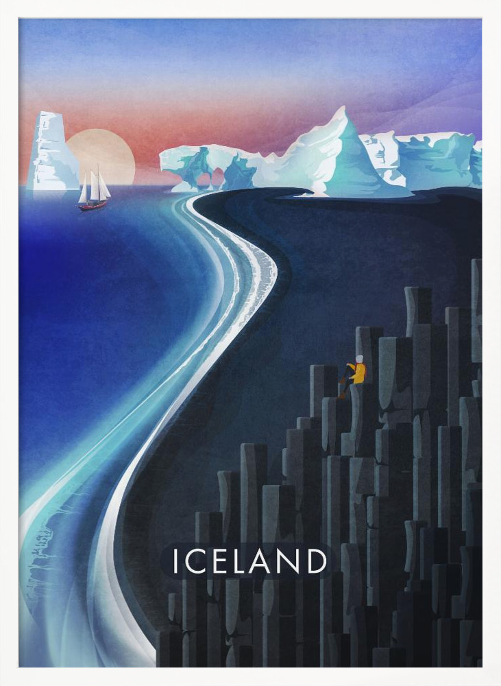 Plakat - Iceland V white wood poster frame