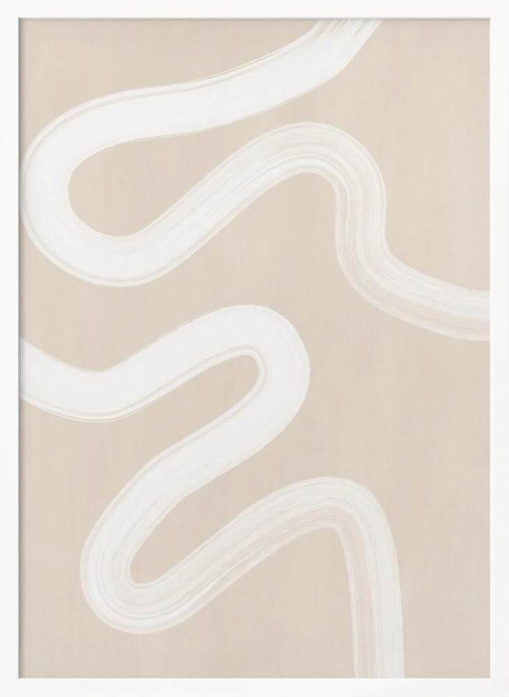 Affiche - Beige One Line Drawing cadre de poster en bois blanc