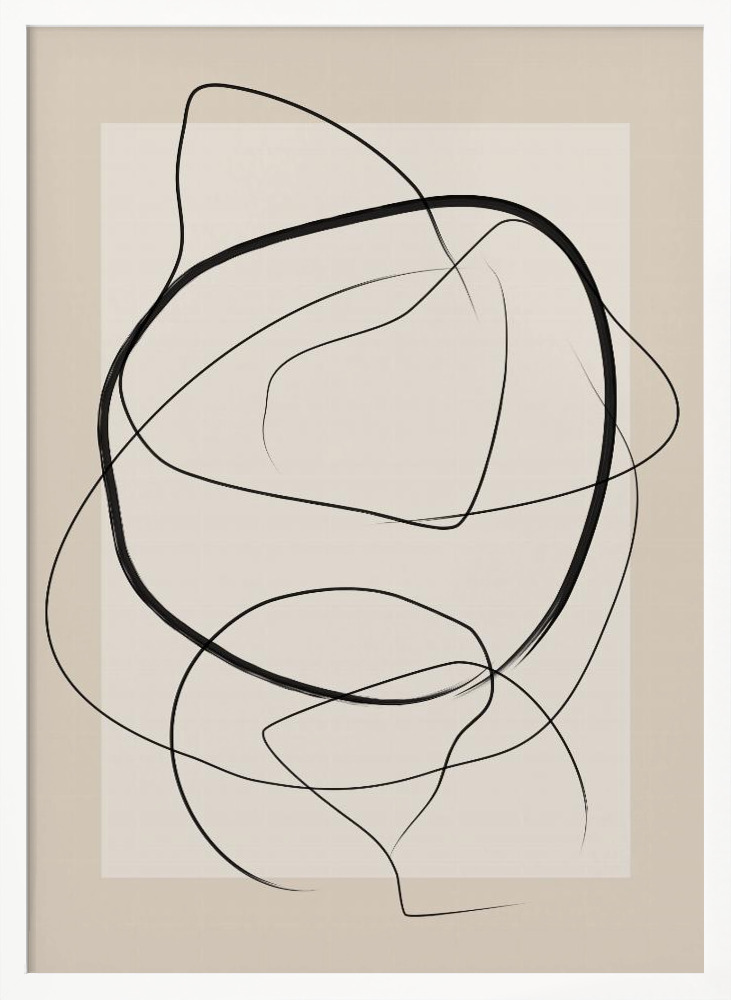 Poster - Soft Abstract Lines Art white wood poster frame