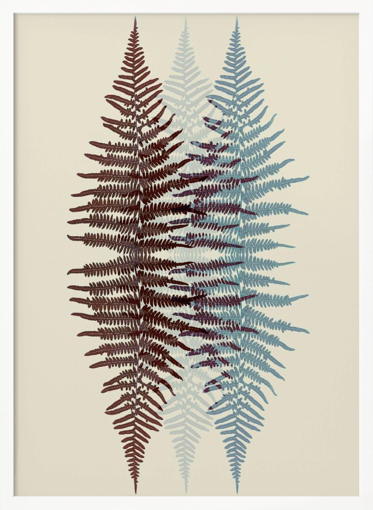 Póster - Chocolate and Teal Fern white wood poster frame