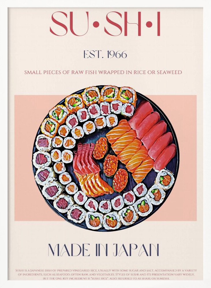 Poster - Sushi white wood poster frame