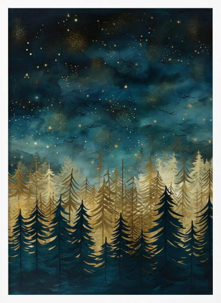 Póster - Teal and Gold 2 white wood poster frame