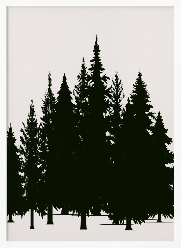 Póster - Tannenwald (dark) white wood poster frame