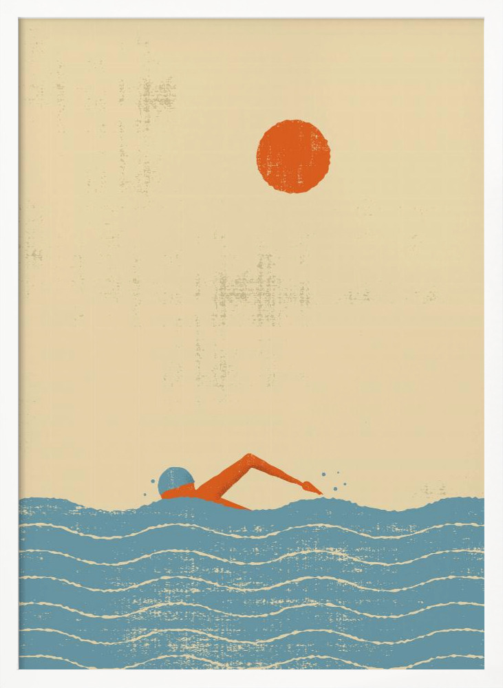 Poster - Swimmer white wood poster frame