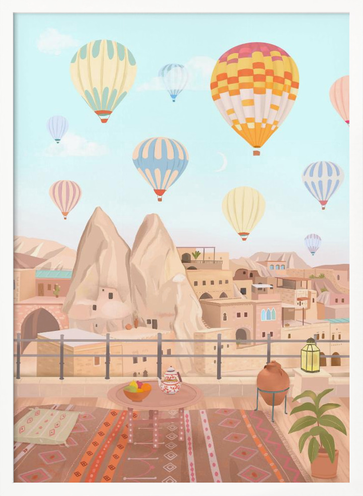 Poster - Cappadokia white wood poster frame