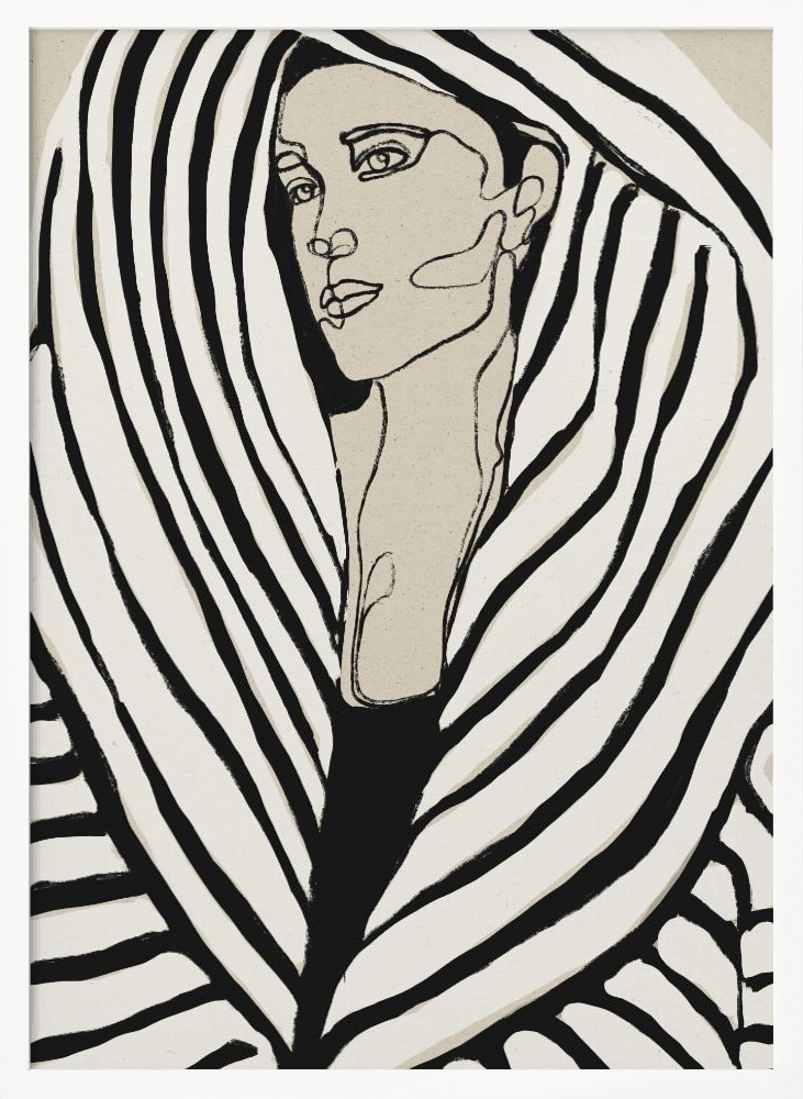Poster - Striped Coat white wood poster frame