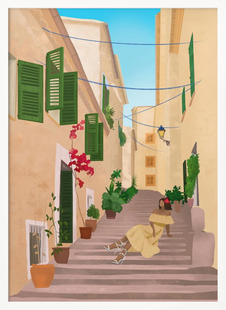 Poster - Mallorca Island white wood poster frame