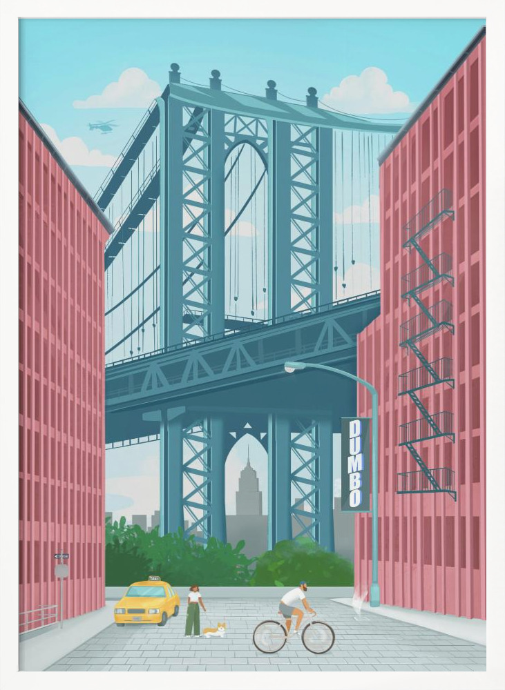 Affiche - Dumbo, New York cadre de poster en bois blanc
