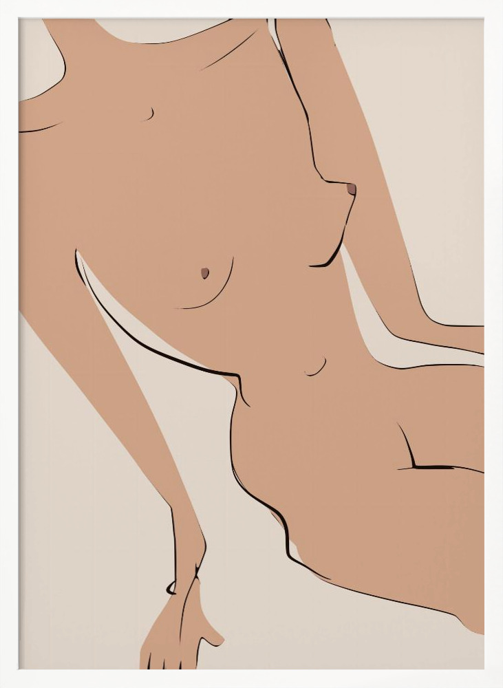 Plakat - Leaning Nude hvid plakatramme i træ