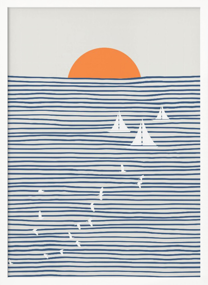 Poster - Three White Sails white wood poster frame