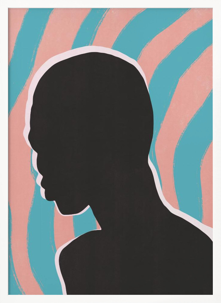 Affiche - Anonymous Portrait In Neon Lights cadre de poster en bois blanc