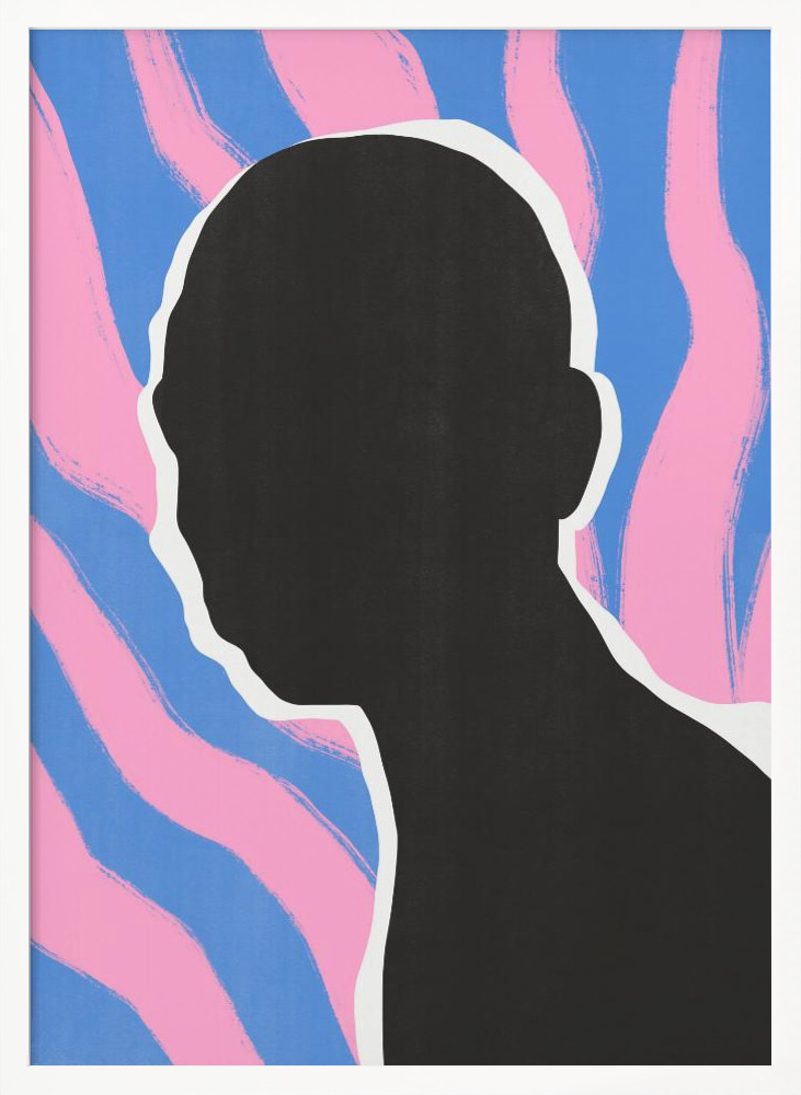 Poster - Anonymous Portrait In Stripes white wood poster frame
