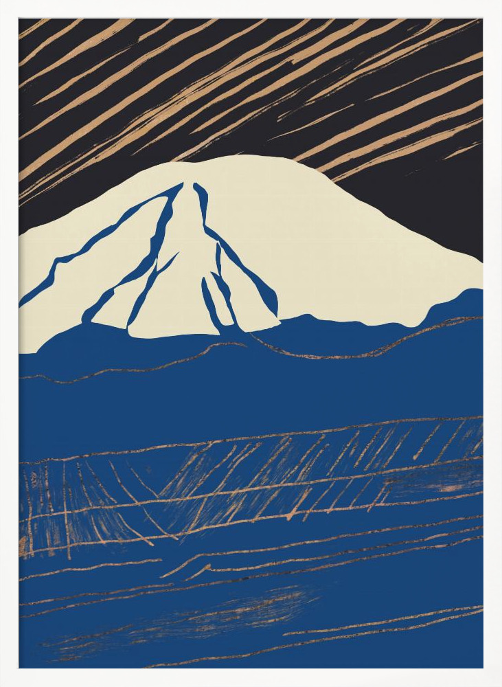 Poster - Snowy peak 02 white wood poster frame