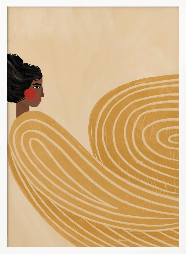 Poster - The Woman With the Yellow Stripes white wood poster frame