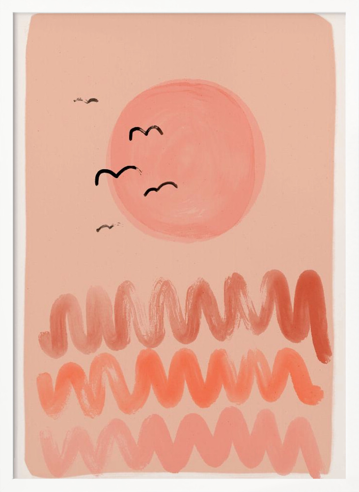 Poster - Peachy Sunset white wood poster frame