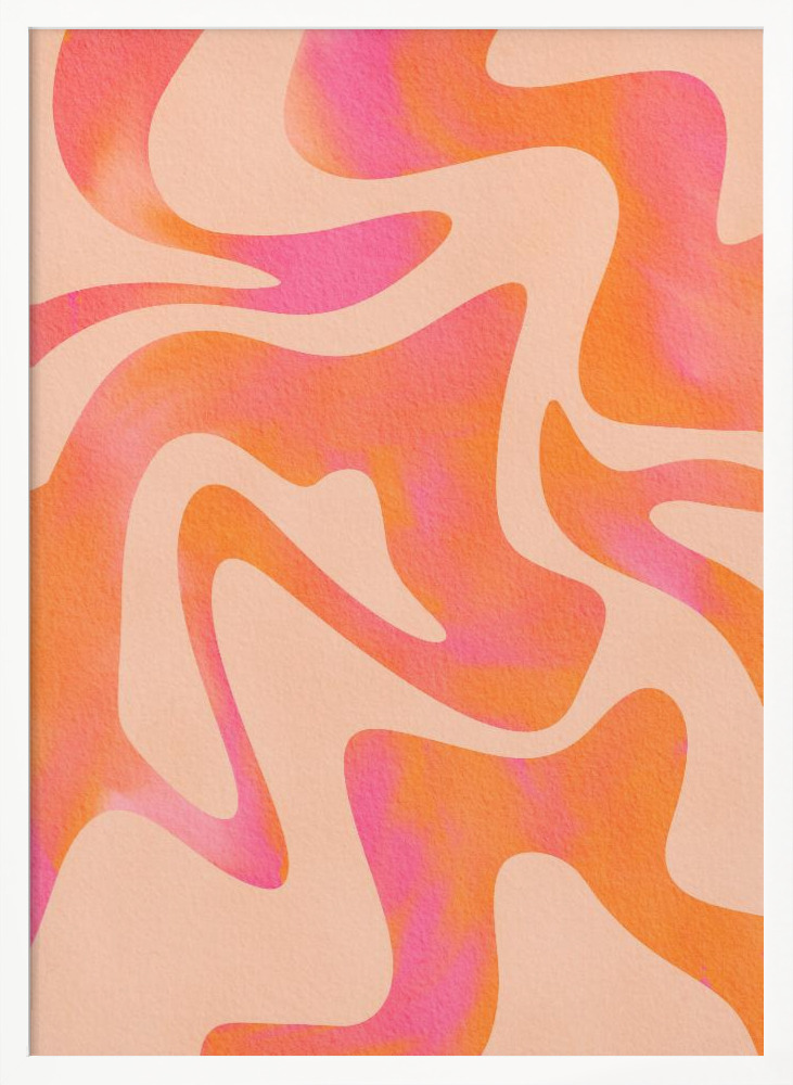Plakat - Abstract Wave - Peach Fuzz ramka na plakat z białego drewna