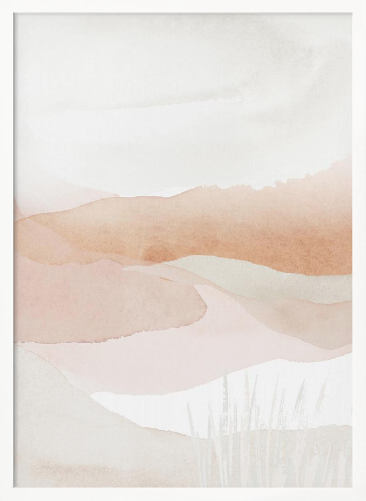 Poster - Mountains in pink-1 white wood poster frame