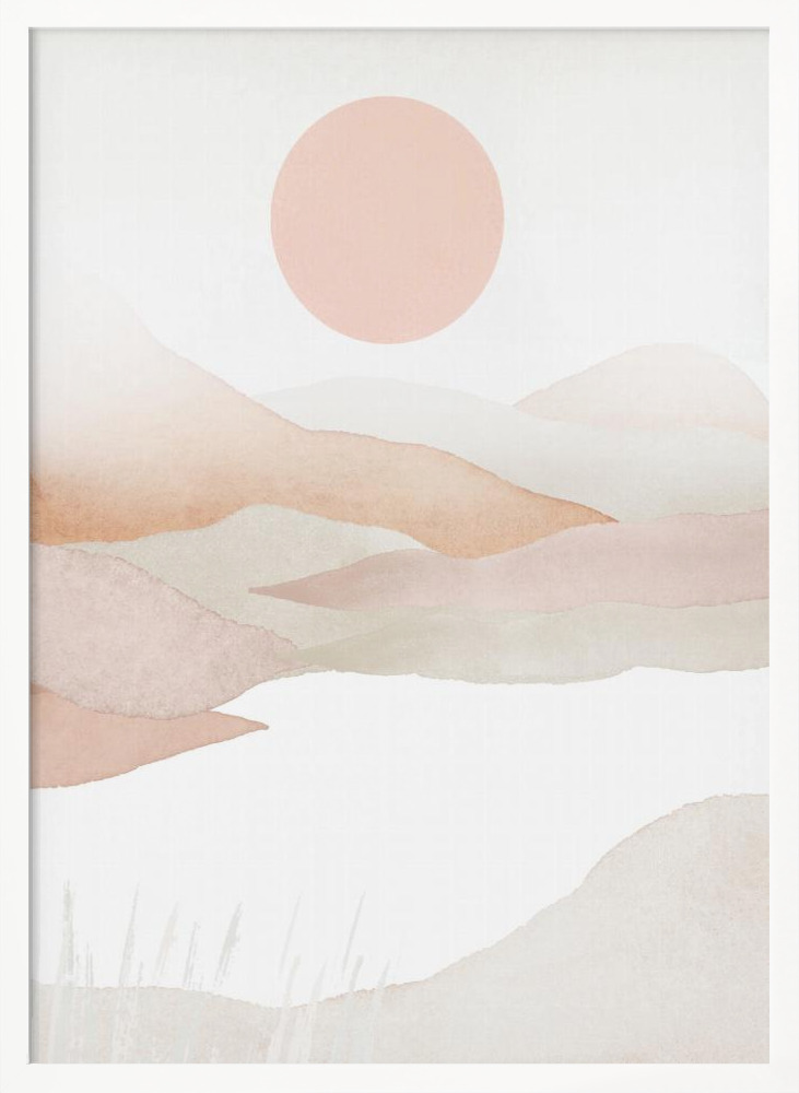 Affiche - Mountains in pink-2 cadre de poster en bois blanc