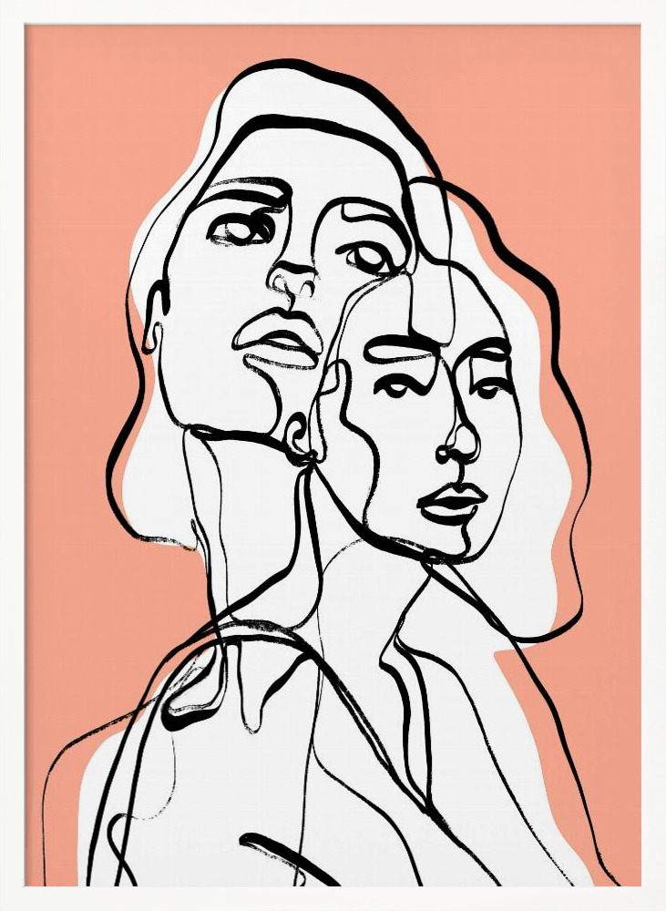 Poster - Imaginations (Peach) white wood poster frame