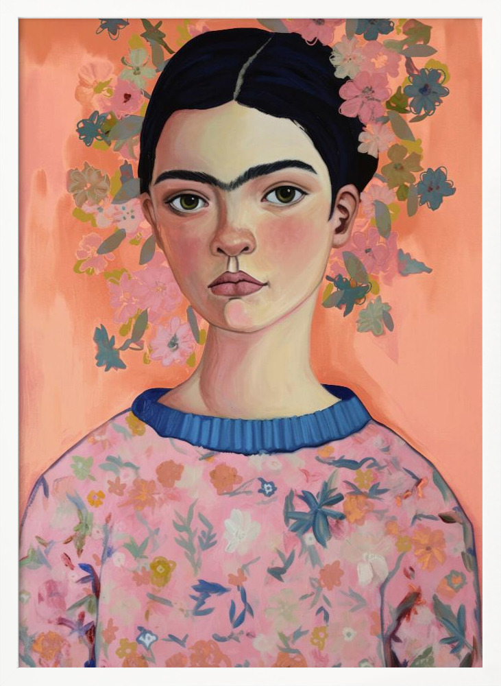 Poster - Young Frida (Peach) white wood poster frame