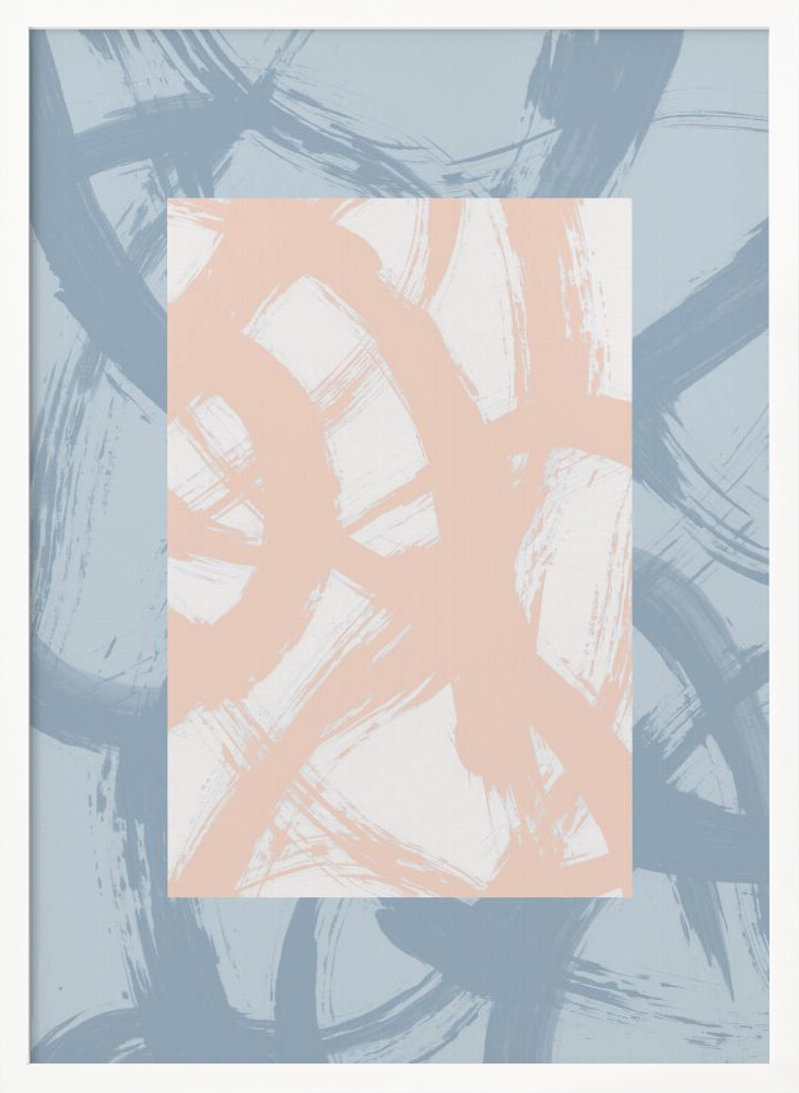 Affiche - Abstract Brush Strokes 98A cadre de poster en bois blanc