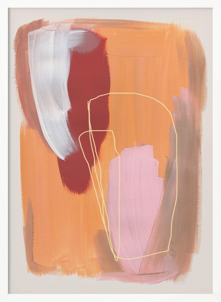 Poster - Abstract Brush Strokes 125 white wood poster frame