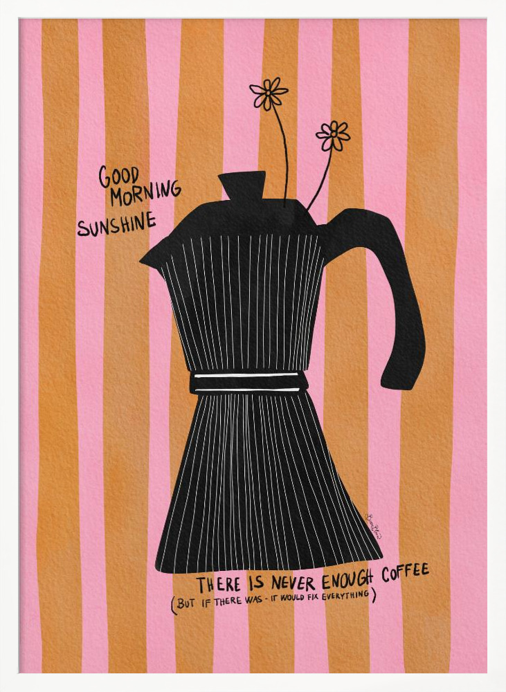 Juliste - Mocca Coffee Sunshine valkoinen puu julisteen kehys