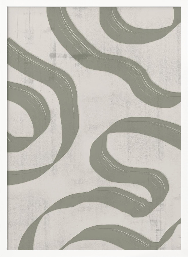 Poster - Green Sage Waves No. 1 white wood poster frame