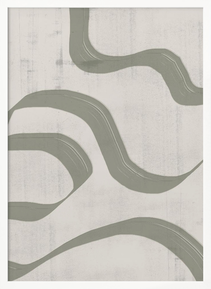 Poster - Green Waves No.2 white wood poster frame