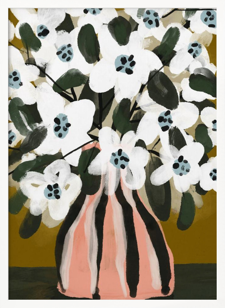 Poster - Pastel Flower Impression No 9 white wood poster frame