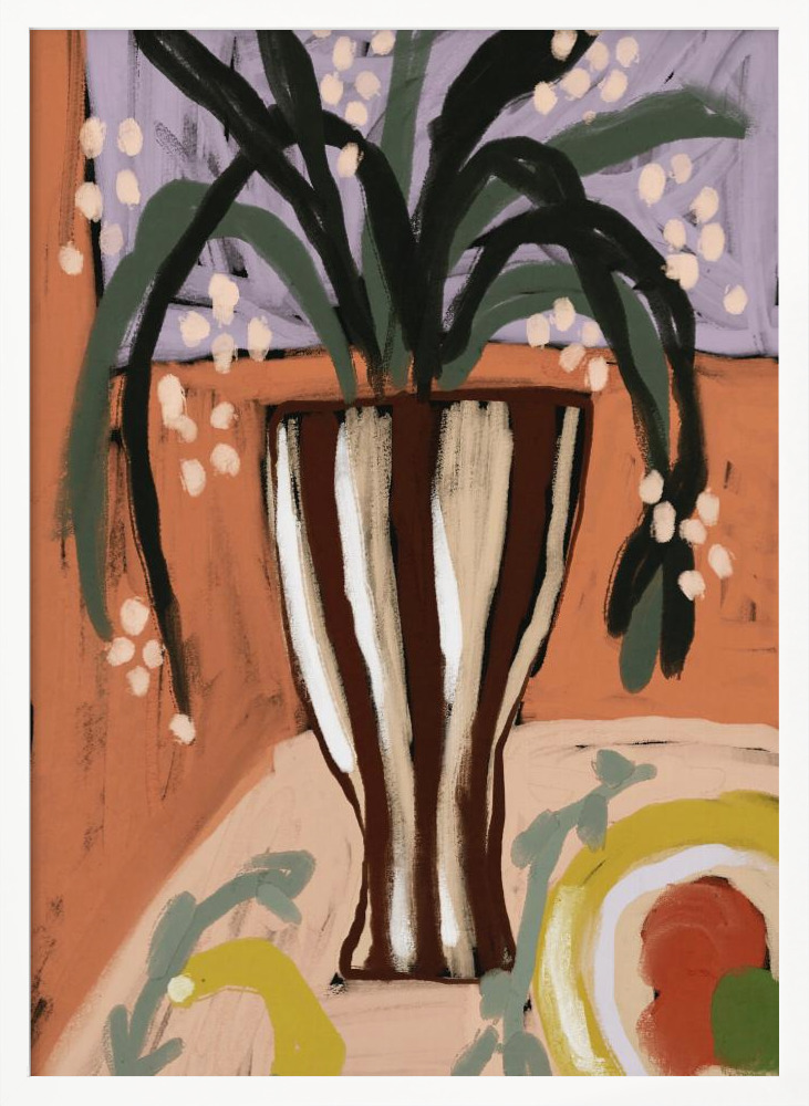 Poster - Floral still life no 3 white wood poster frame