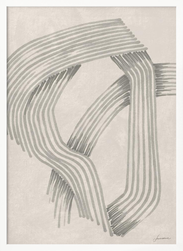 Poster - Abstract Grey Intersections 01 white wood poster frame
