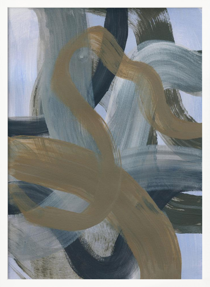 Affiche - Abstract Brush Strokes 124 cadre de poster en bois blanc