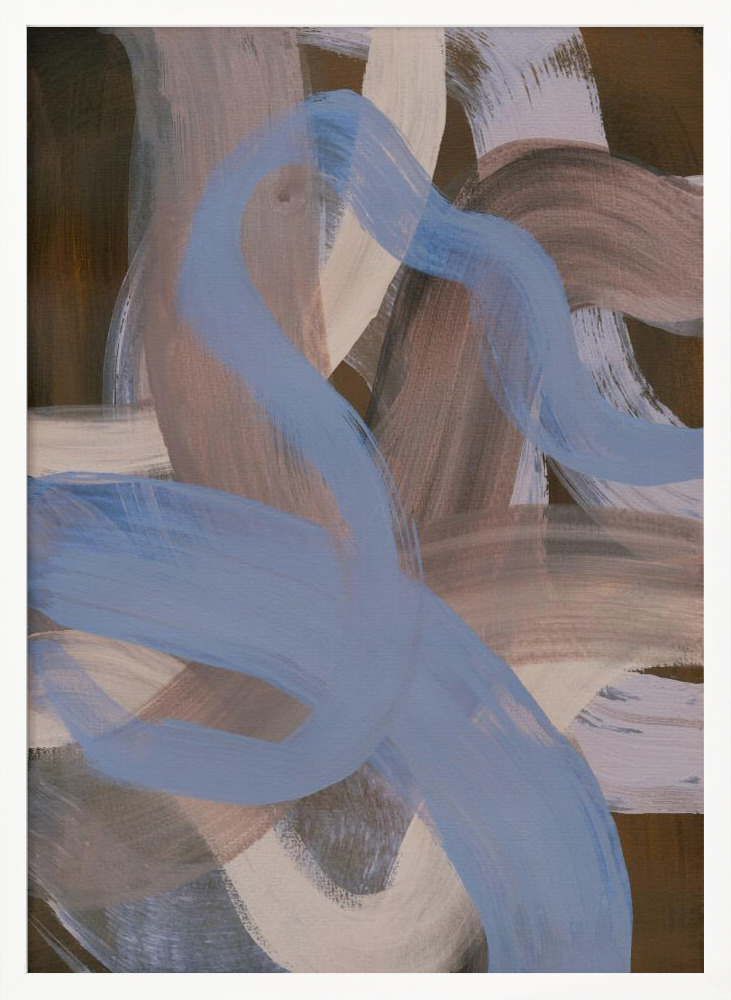Poster - Abstract Brush Strokes 124X white wood poster frame