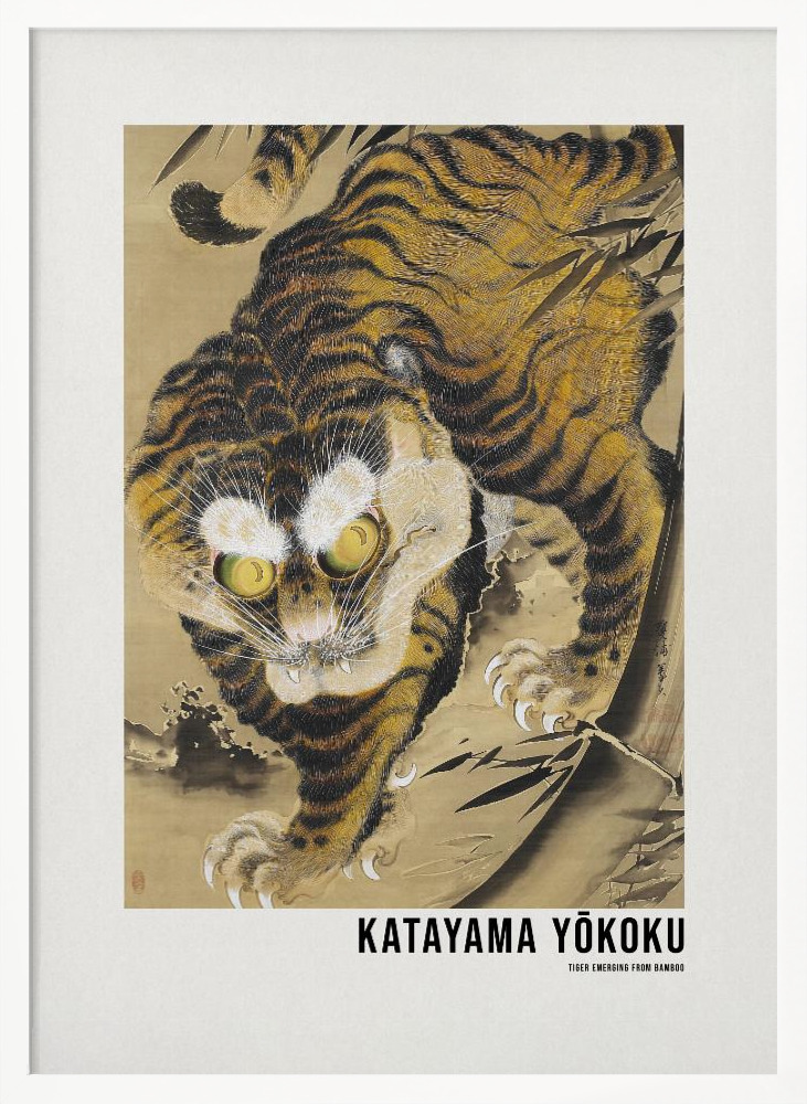 Poster - Tiger Emerging From Bamboo (18th Century white wood poster frame