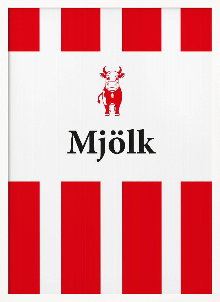 Poster - Mjölk Röd white wood poster frame