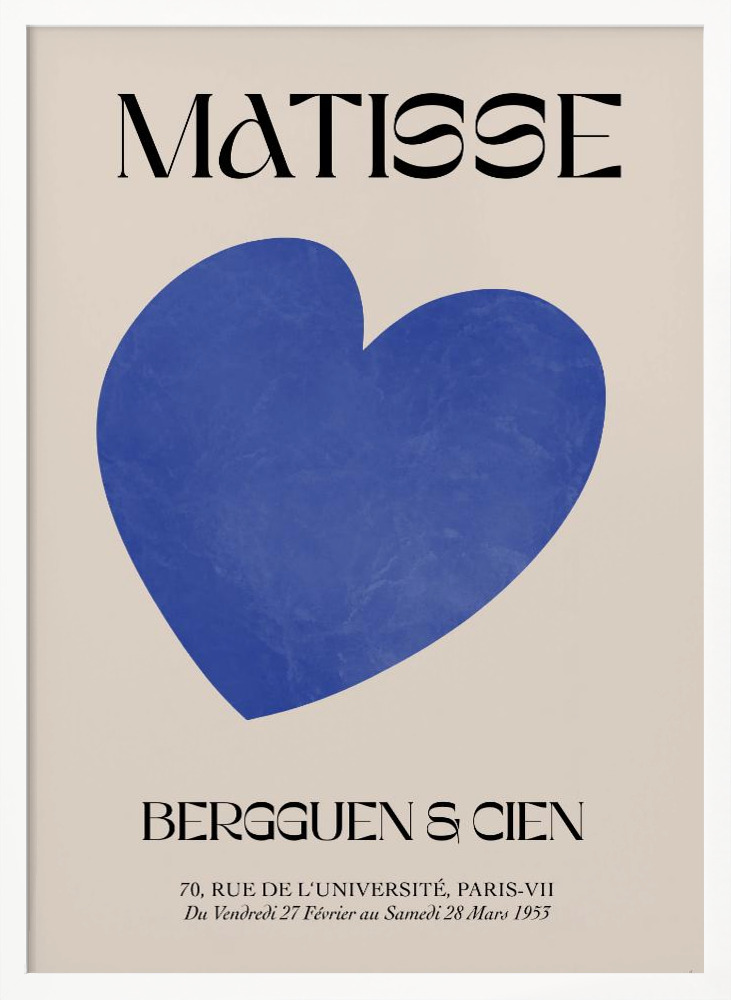 Poster - Blue Heart white wood poster frame