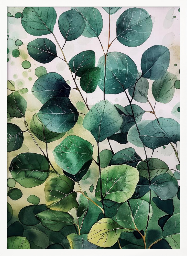 Poster - Nature Flowers and Leaves Watercolor Art (9) white wood poster frame