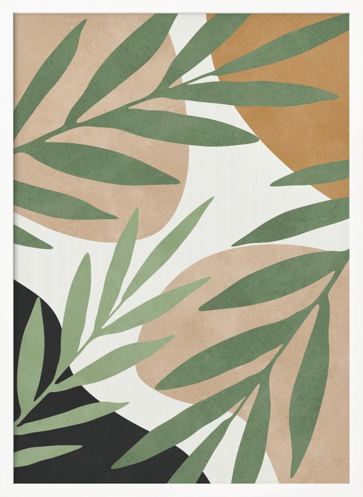 Poster - Floral and tropical 5 white wood poster frame