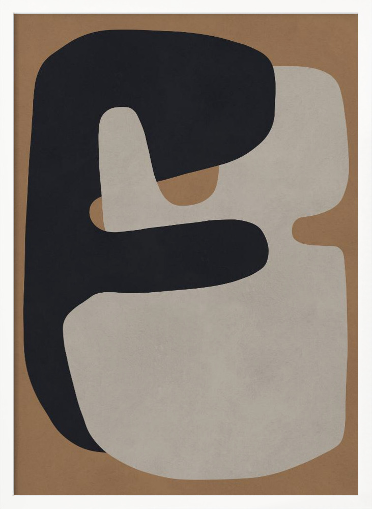 Poster - Brown and black art 1 white wood poster frame