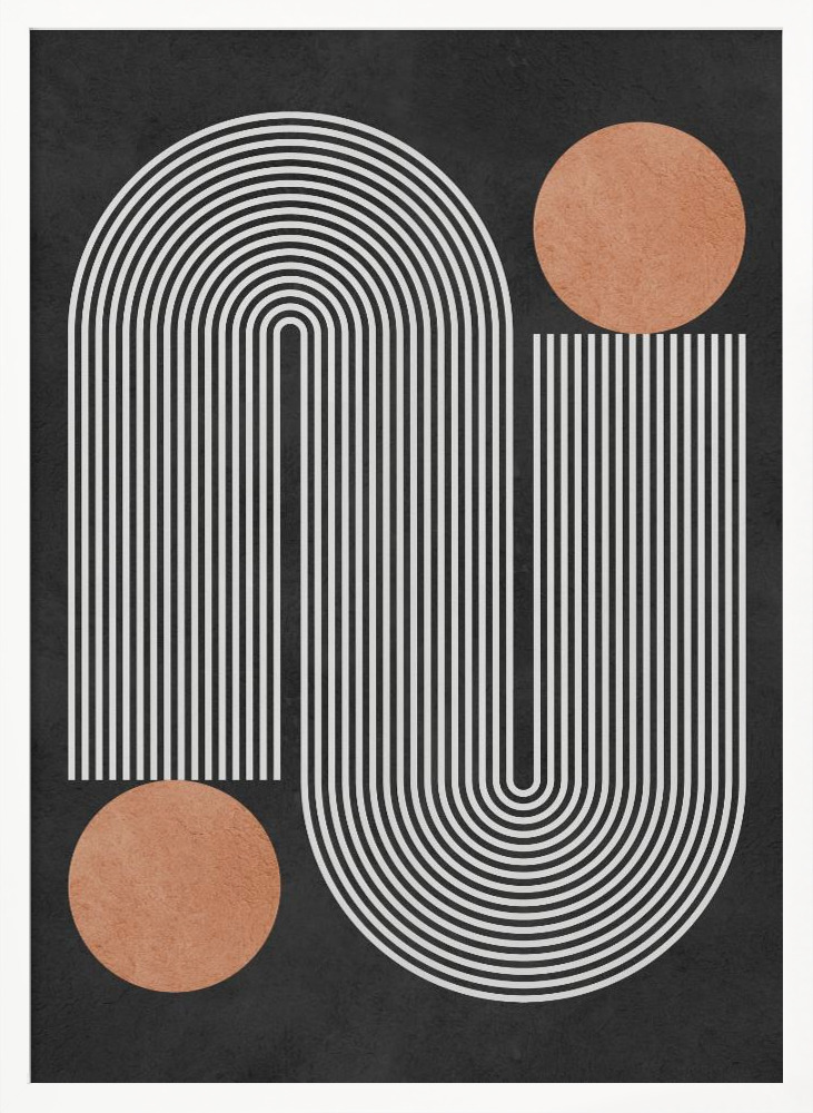 Poster - Circles on black background 1 white wood poster frame