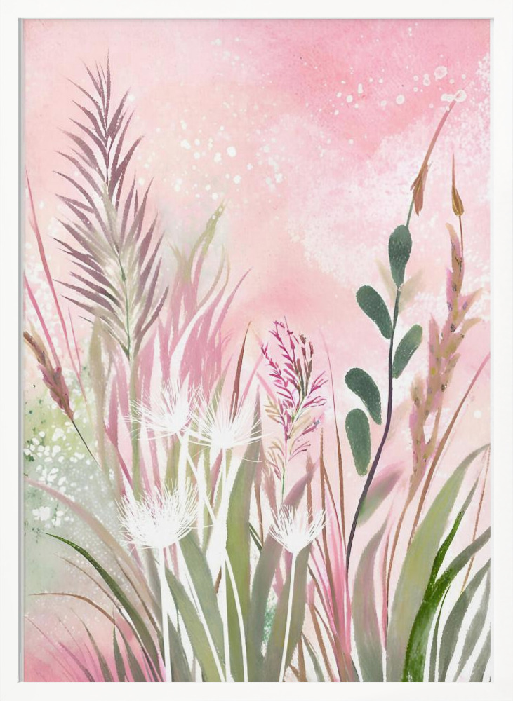 Poster - Pink and Green 32 white wood poster frame