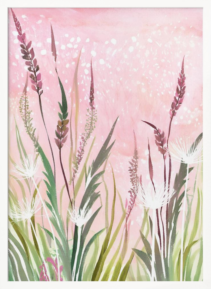 Poster - Pink and Green 33 white wood poster frame