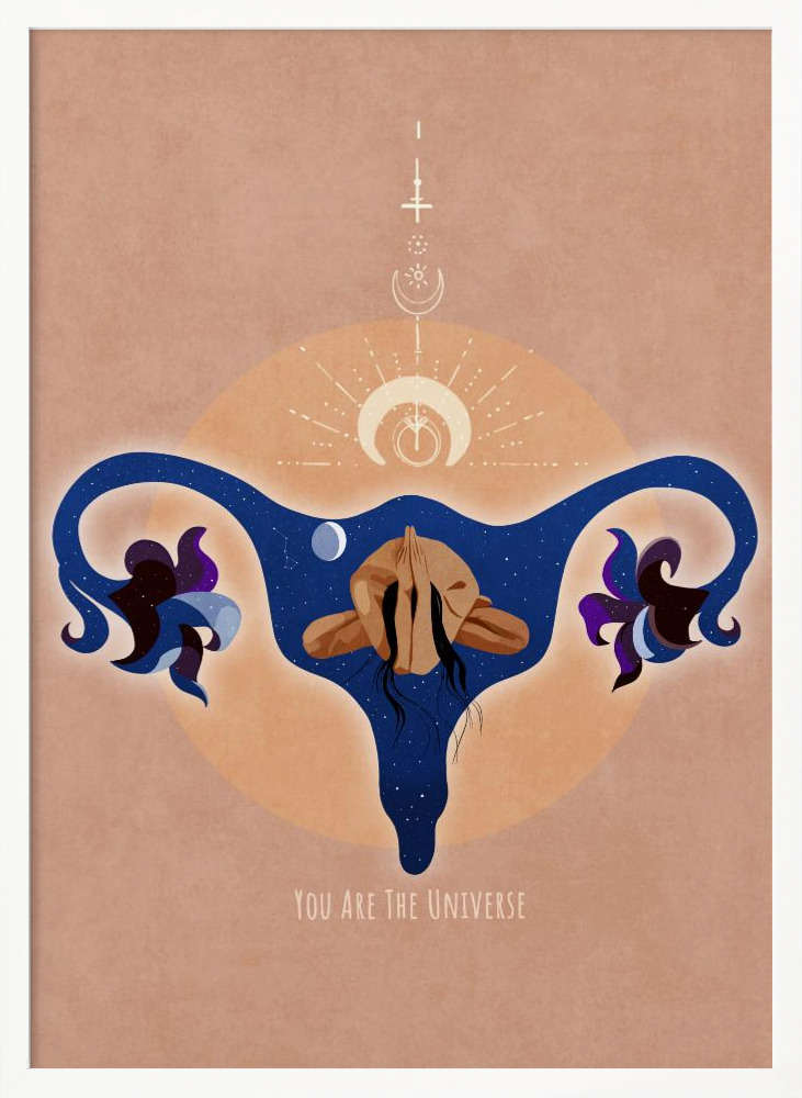 Poster - Spiritual, Feminine, Energy, Stars, Moon, Vulva, Meditation, Yoga, and Inspiration Poster Spir 1b posterframe wit hout