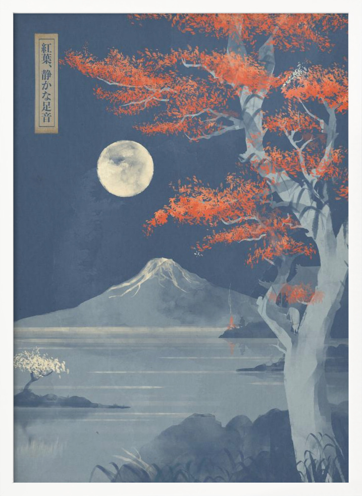Poster - Crimson Leaves, Silent Steps posterframe wit hout