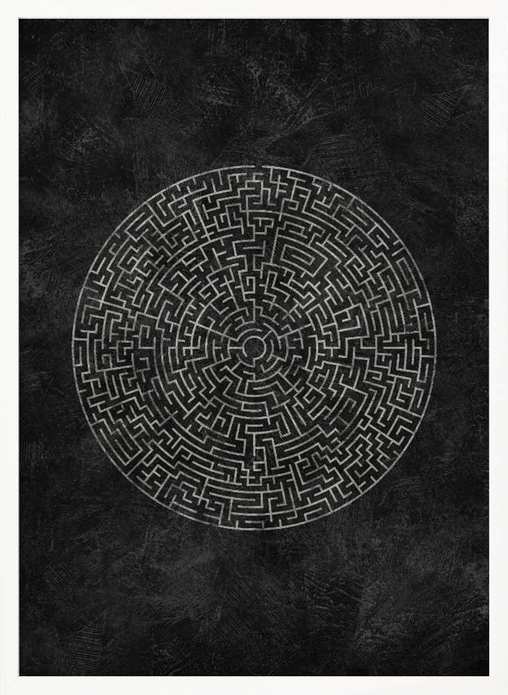 Poster - The Circular Journey Maze white wood poster frame