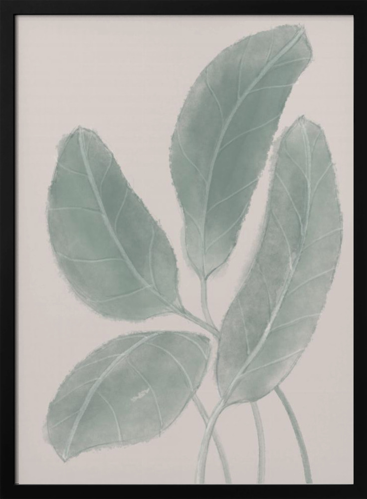 Poster - Leaves Watercolor dark wood poster frame